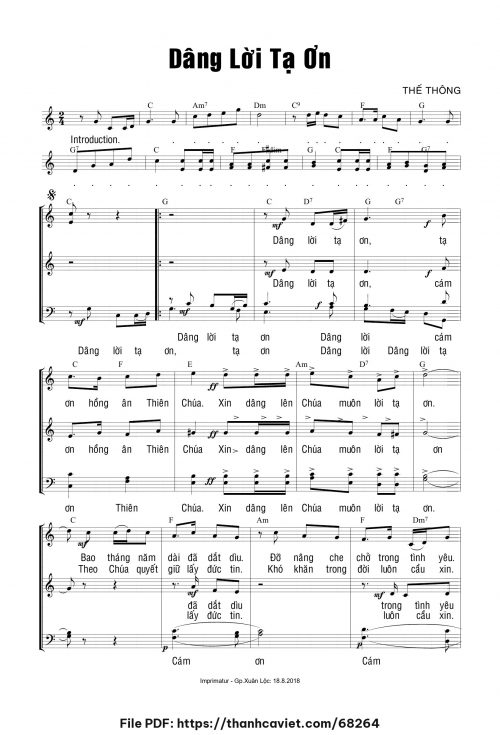 Dâng lời tạ ơn - Thế Thông - trang 1