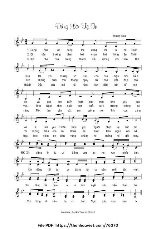 Dâng lời tạ ơn - Sr. Hương Đan - trang 1