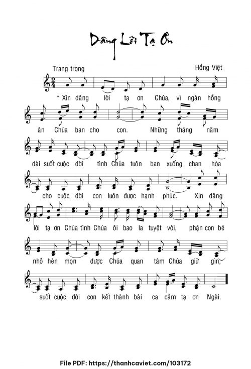 Dâng lời tạ ơn - Hồng Việt - trang 1