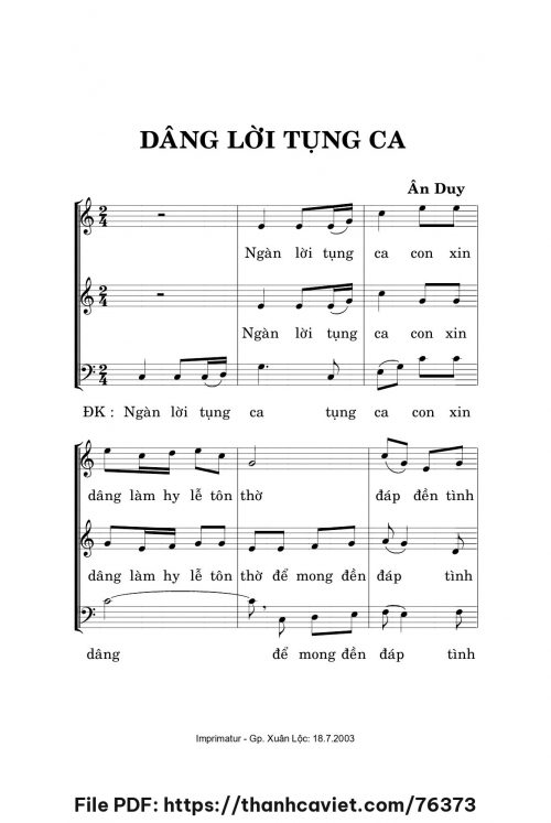 Dâng lời tụng ca - Ân Duy - trang 1