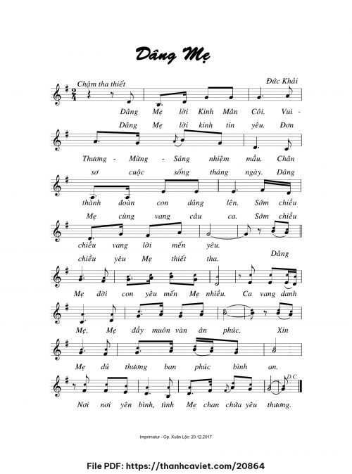 Dâng Mẹ - Đức Khải - trang 1