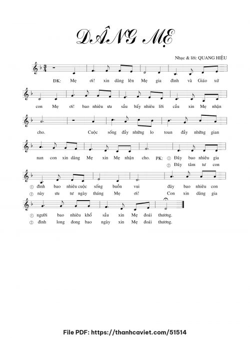 Dâng Mẹ - Quang Hiệu - trang 1