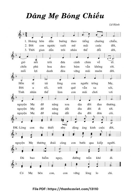 Dâng Mẹ bóng chiều - Lữ Hành - trang 1