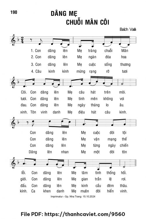 Dâng Mẹ Chuỗi Mân Côi - Lm. Bạch Vân - trang 1