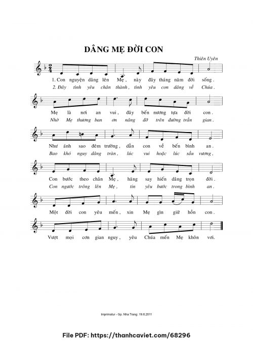 Dâng Mẹ đời con - Sr. Thiên Uyên - trang 1