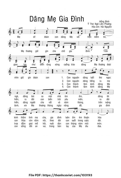 Dâng Mẹ gia đình - Hồng Bính - trang 1