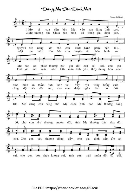 Dâng Mẹ gia đình mới - Trương Thế Bạch - trang 1