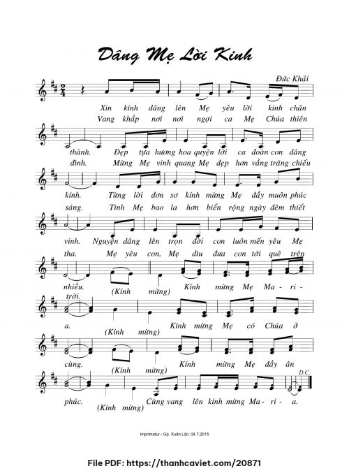 Dâng Mẹ lời kinh - Đức Khải - trang 1