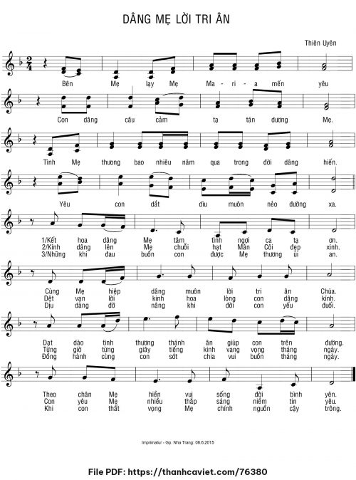 Dâng Mẹ lời tri ân - Sr. Thiên Uyên - trang 1