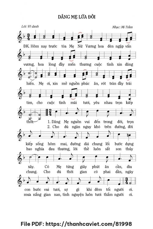 Dâng Mẹ lứa đôi - Lm. Mi Trầm - trang 1