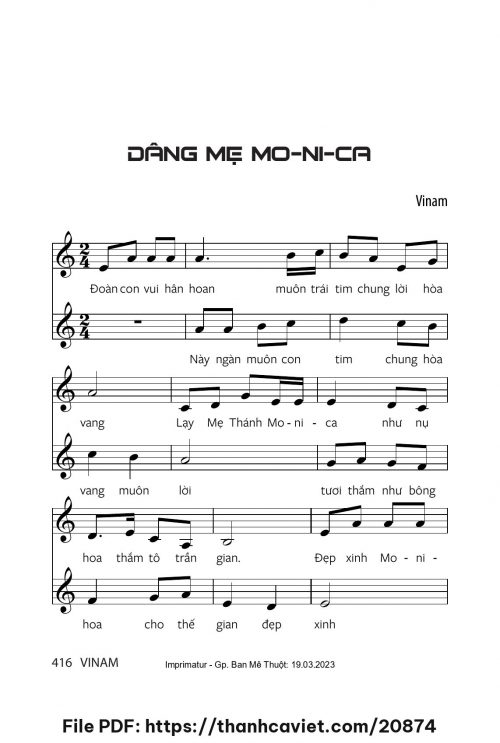 Dâng Mẹ Monica - Vinam - trang 1