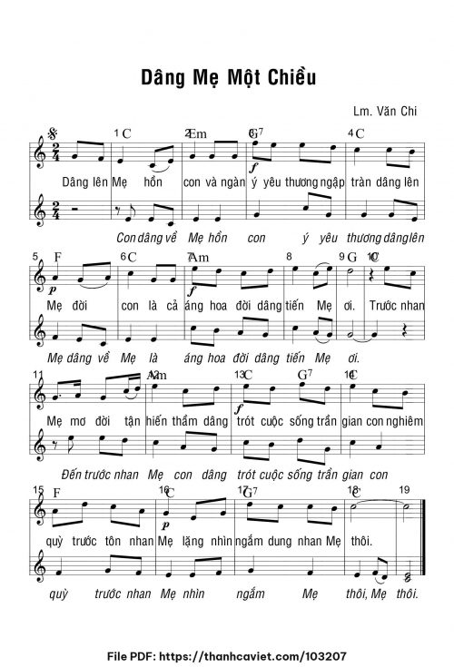 Dâng Mẹ một chiều - Lm. Văn Chi - trang 1