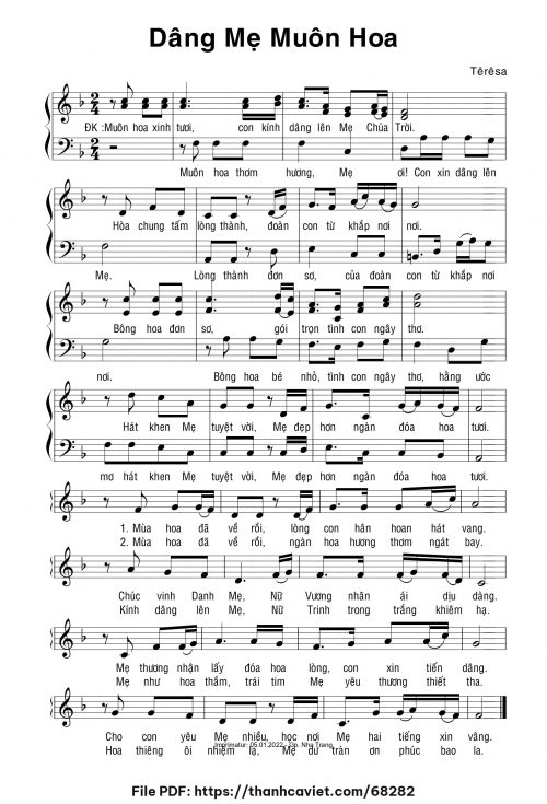 Dâng Mẹ muôn hoa - Sr. Têrêsa - trang 1