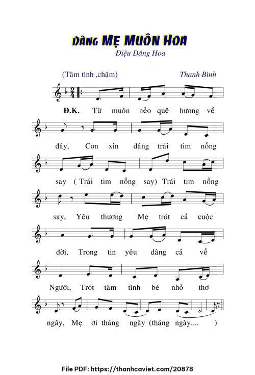 Dâng Mẹ muôn hoa - Lm. Thanh Bình - trang 1