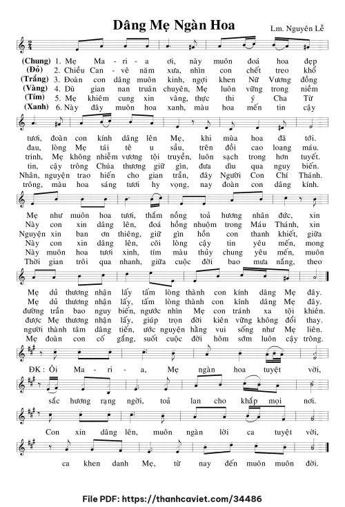 Dâng Mẹ ngàn hoa - Lm. Nguyên Lễ - trang 1