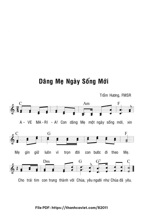 Dâng Mẹ ngày sống mới - Sr. Trầm Hương - trang 1