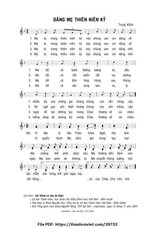 Dâng Mẹ thiên niên kỷ - Lm. Trọng Khẩn - trang 1