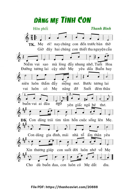 Dâng Mẹ tình con - Lm. Thanh Bình - trang 1