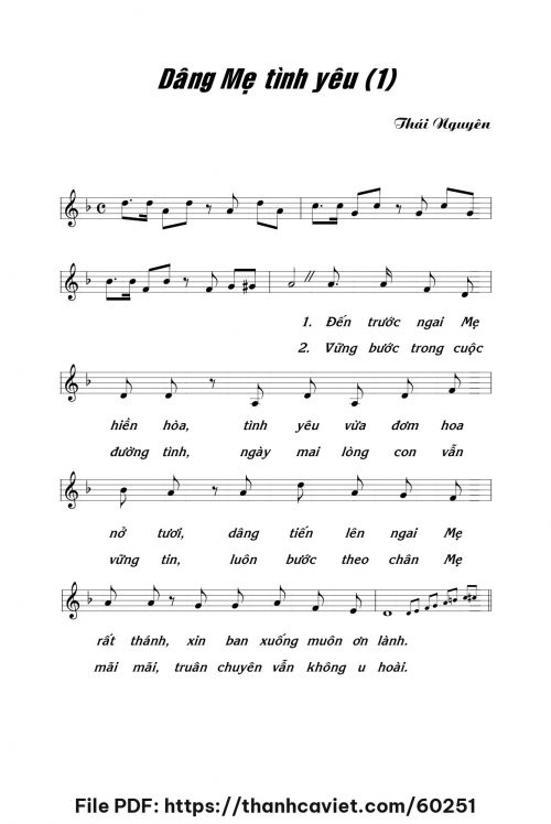 Dâng Mẹ tình yêu 1 - Lm. Thái Nguyên - trang 1