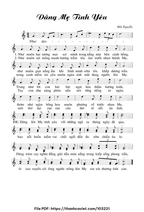 Dâng Mẹ tình yêu - Hải Nguyễn - trang 1