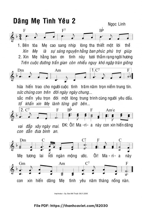 Dâng Mẹ tình yêu 2 - Ngọc Linh - trang 1