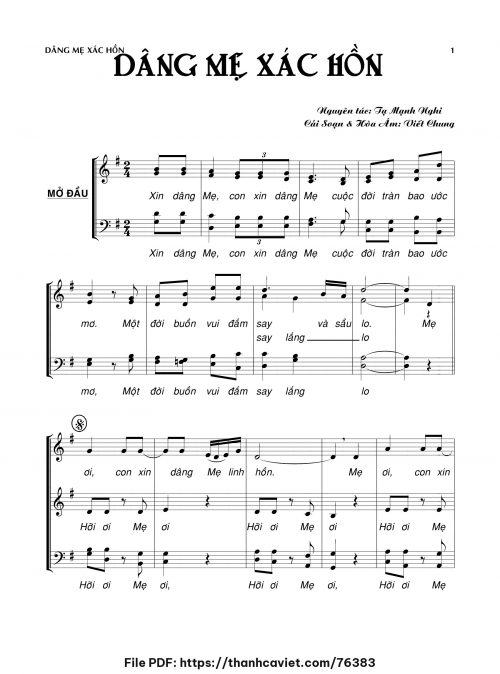 Dâng Mẹ xác hồn - Viết Chung - Tạ Mạnh Nghi - trang 1