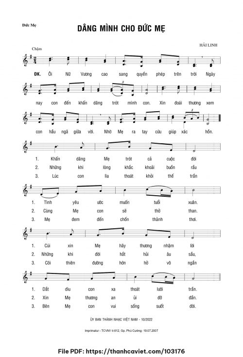 Dâng mình cho Đức Mẹ - Hải Linh - trang 1