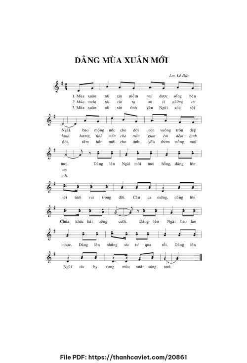 Dâng mùa xuân mới - Lm. Lê Đức - trang 1