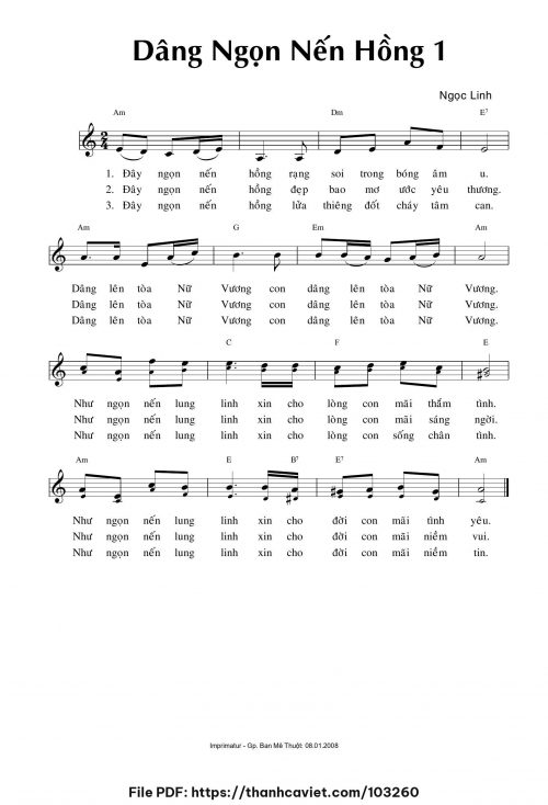 Dâng ngọn nến hồng 1 - Ngọc Linh - trang 1