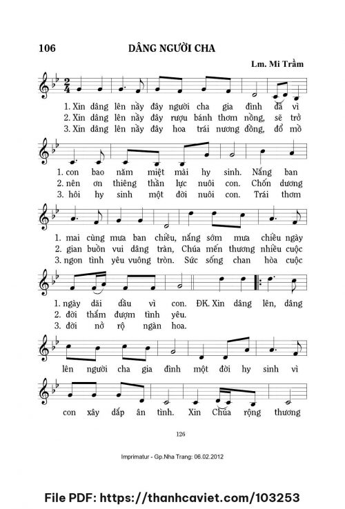 Dâng người cha - Lm. Mi Trầm - trang 1