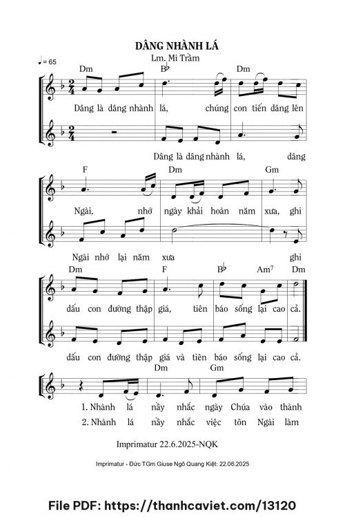 Dâng nhành lá - Lm. Mi Trầm - trang 1