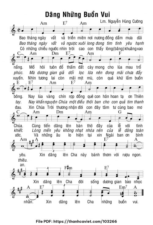 Dâng những buồn vui - Lm. Nguyễn Hùng Cường - trang 1
