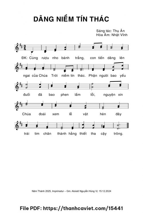 Dâng niềm tín thác - Thụ Ân (Hòa âm: Nhật Vĩnh) - trang 1