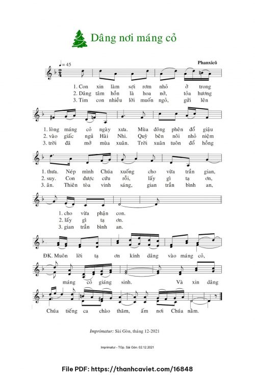 Dâng nơi máng cỏ - Phanxicô - trang 1