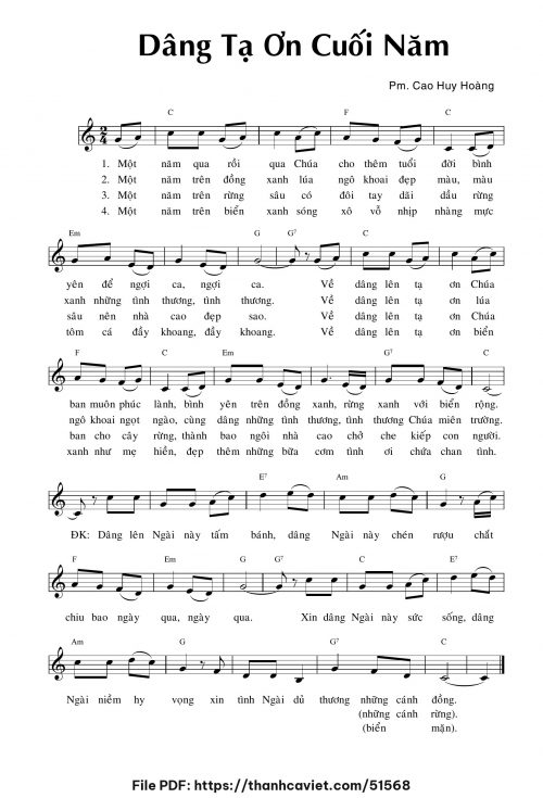 Dâng tạ ơn cuối năm - Cao Huy Hoàng - trang 1