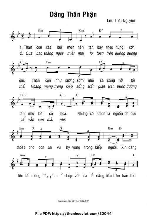 Dâng thân phận - Lm. Thái Nguyên - trang 1