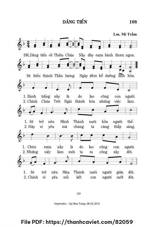 Dâng tiến - Lm. Mi Trầm - trang 1