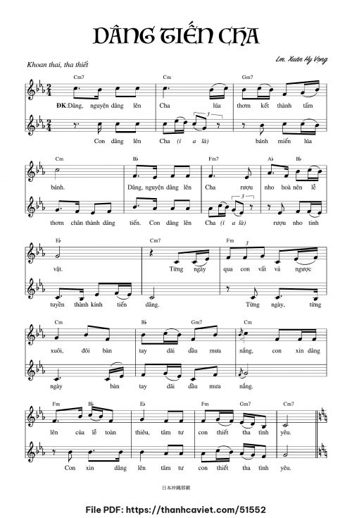 Dâng tiến Cha - Lm. Xuân Hy Vọng - trang 1