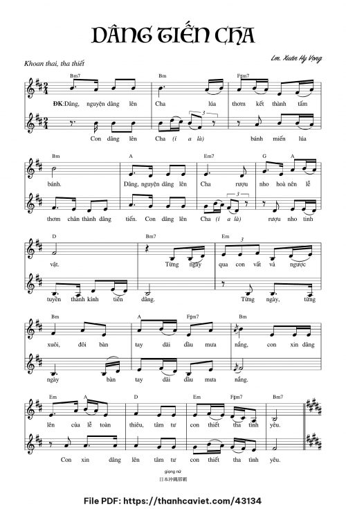 Dâng tiến Cha - Lm. Xuân Hy Vọng - trang 1