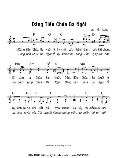 Dâng tiến Chúa Ba Ngôi - Lm. Kim Long - trang 1