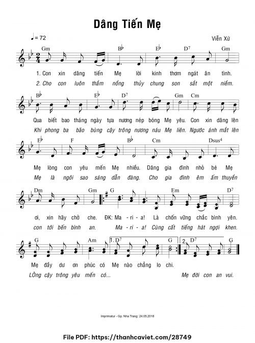 Dâng tiến Mẹ - Viễn Xứ - trang 1