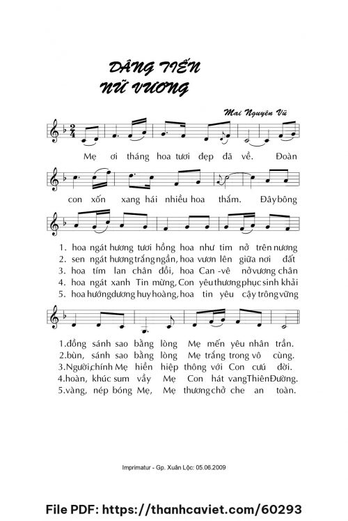 Dâng tiến Nữ vương - Mai Nguyên Vũ - trang 1
