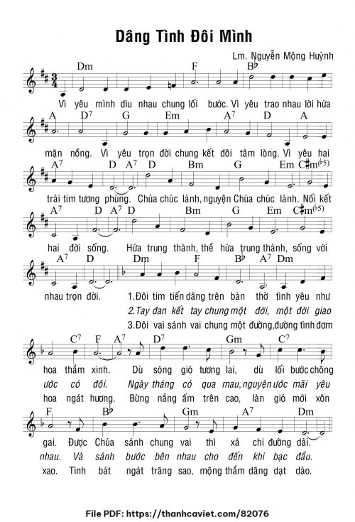 Dâng tình đôi mình - Lm. Nguyễn Mộng Huỳnh - trang 1