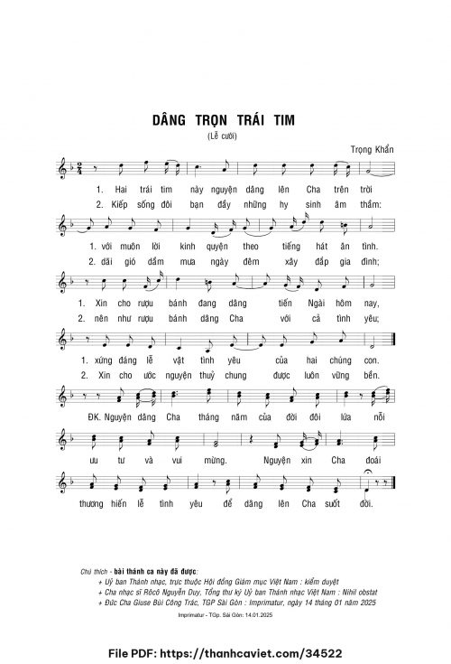 Dâng trọn trái tim - Lm. Trọng Khẩn - trang 1