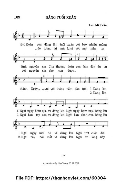 Dâng tuổi xuân - Lm. Mi Trầm - trang 1