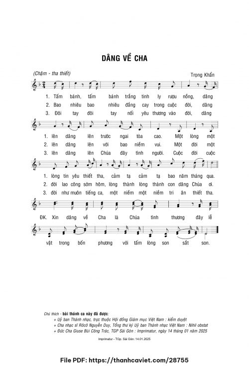 Dâng về Cha - Lm. Trọng Khẩn - trang 1