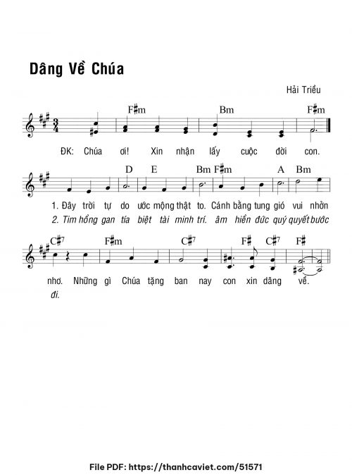 Dâng về Chúa - Hải Triều - trang 1