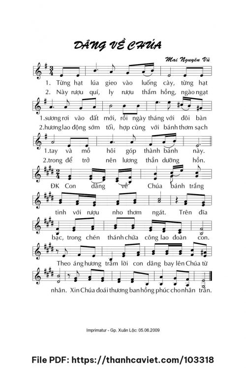 Dâng về Chúa - Mai Nguyên Vũ - trang 1