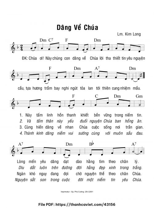 Dâng về Chúa - Lm. Kim Long - trang 1