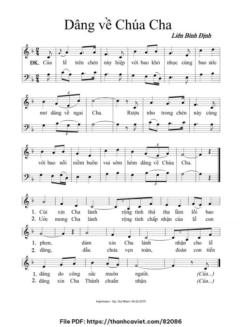 Dâng về Chúa Cha - Liên Bình Định - trang 1